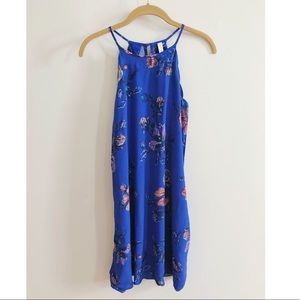 Floral shift dress with halter-like neckline